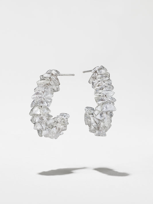 Platinum Taviz Cut Diamond Huggie Earrings