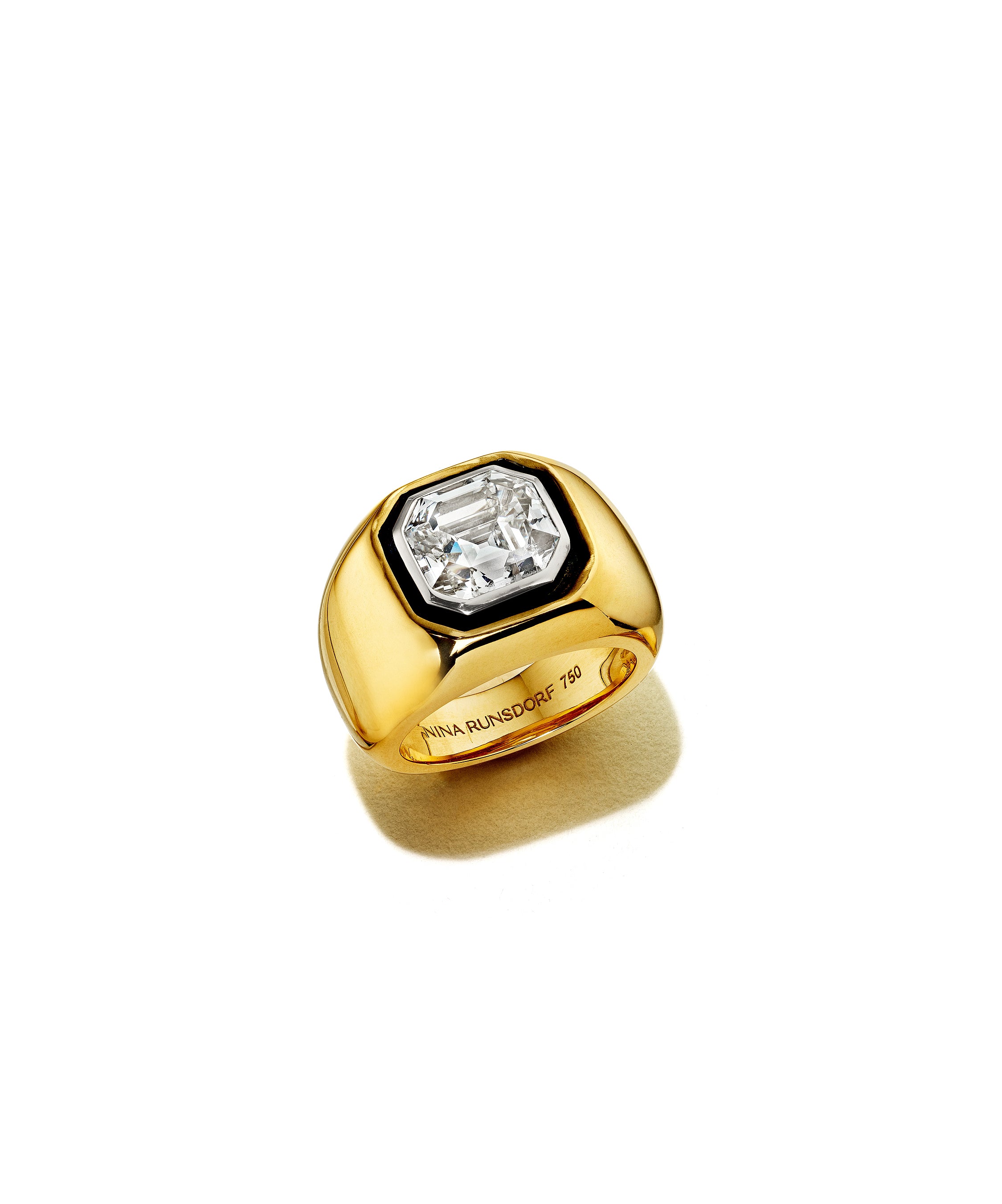 18K Yellow Gold Asscher Cut Pinky Ring – Nina Runsdorf