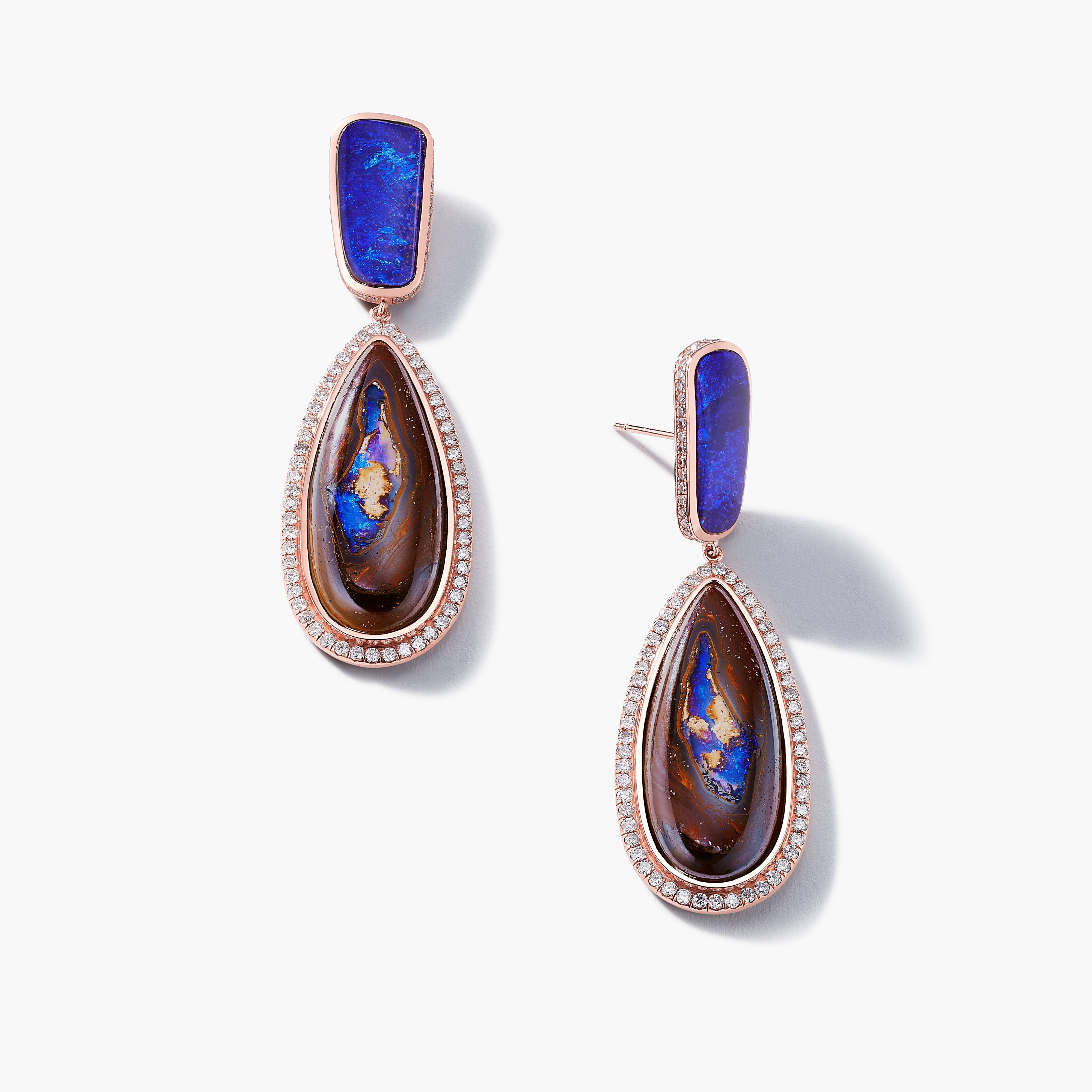 Rose gold deals opal earrings